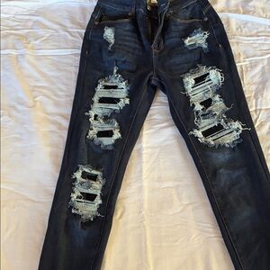 Distressed Dark Blue Skinny Jeans